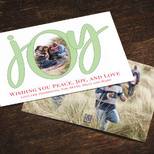Tarjeta Festiva Navidades Cute Joy Typografía Simple Dos Fotografí