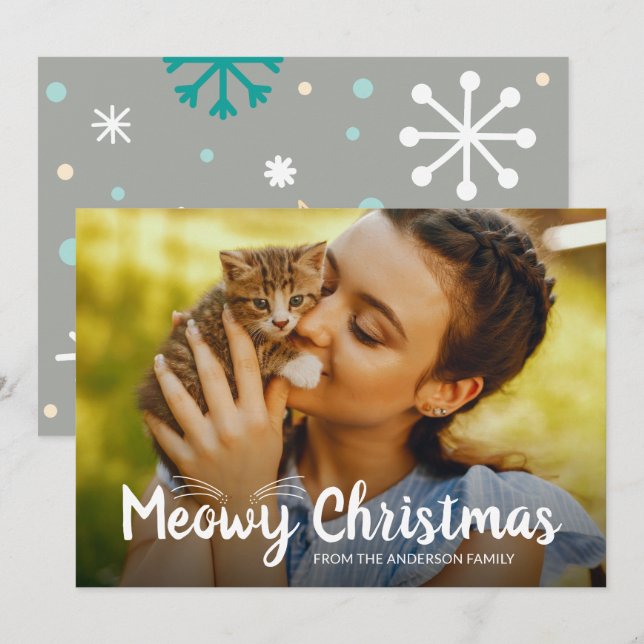 Tarjeta Festiva Navidades Cute Meowy Mascota amante del gato (Anverso / Reverso)
