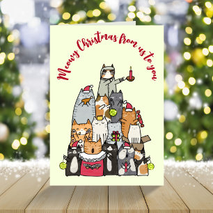 Tarjeta Festiva Navidades Cute Meowy Personalizados gatos