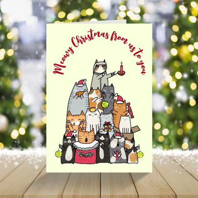 Tarjeta Festiva Navidades Cute Meowy Personalizados gatos (Subido por el creador)