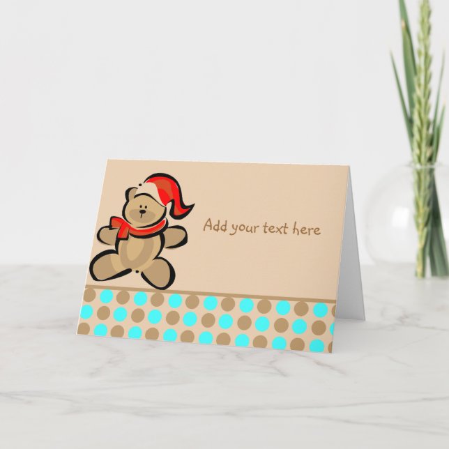 Tarjeta Festiva Navidades Cute Teddy Bear (Anverso)