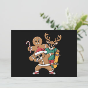 Tarjeta Festiva Navidades Dabbing Santa Bear Skate Reindeer Xmas