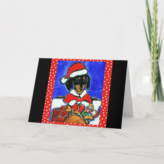 Tarjeta Festiva Navidades Dachshund (Anverso)