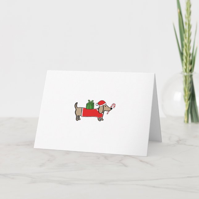 Tarjeta Festiva Navidades dachshund (Anverso)