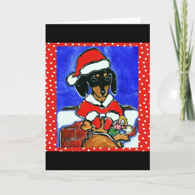 Tarjeta Festiva Navidades Dachshund (Anverso)