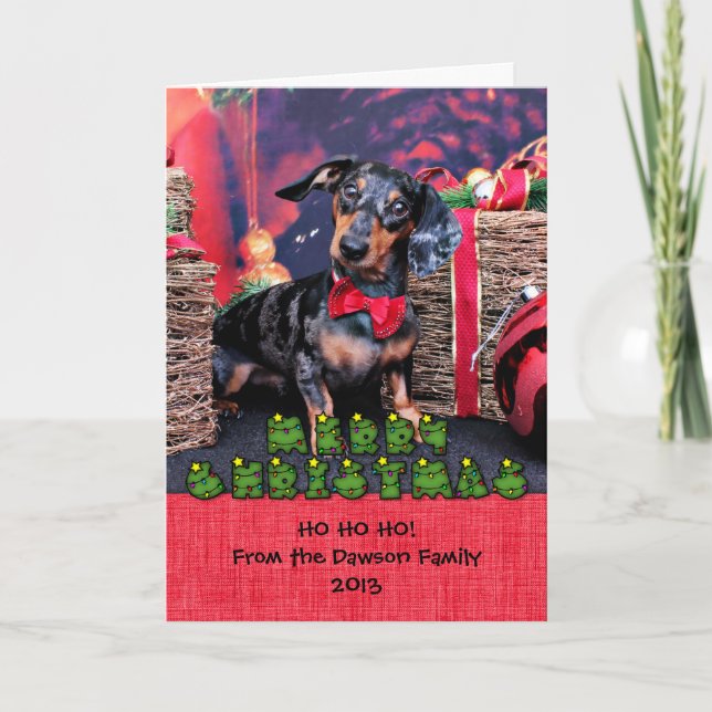 Tarjeta Festiva Navidades - Dachshund - Buddy (Anverso)