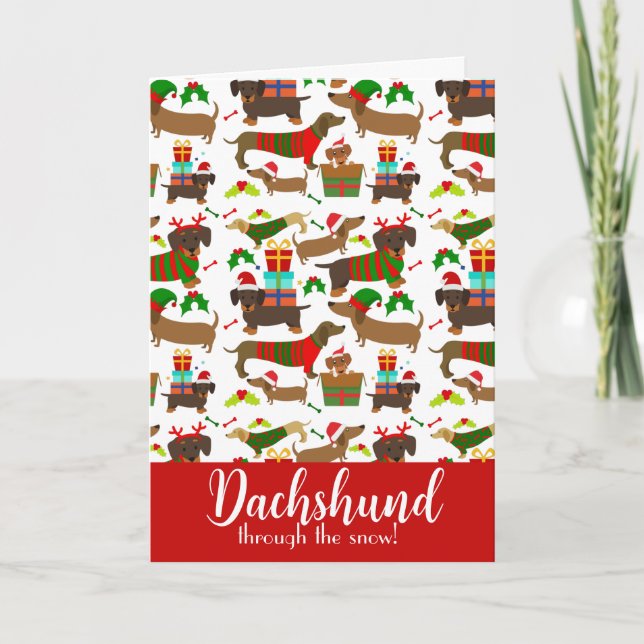 Tarjeta Festiva Navidades Dachshund Funny (Anverso)