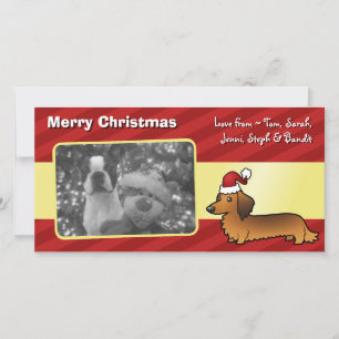 Tarjeta Festiva Navidades Dachshund (pelo largo)