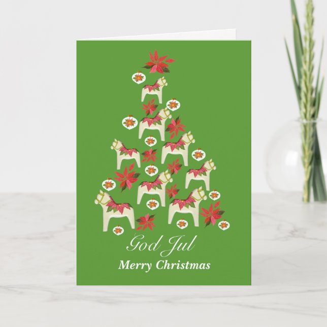 Tarjeta Festiva Navidades Dala Horses (Anverso)