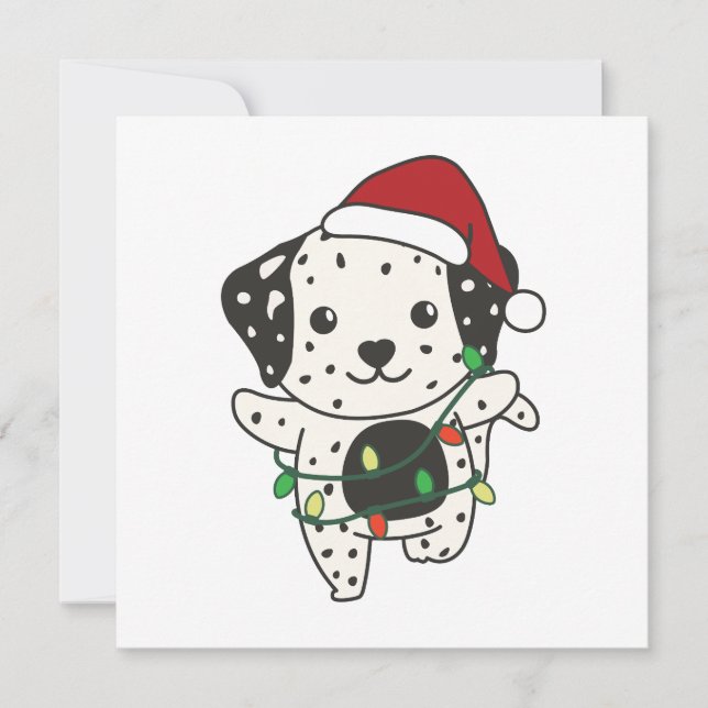 Tarjeta Festiva Navidades dálmatas trotan perros (Anverso)