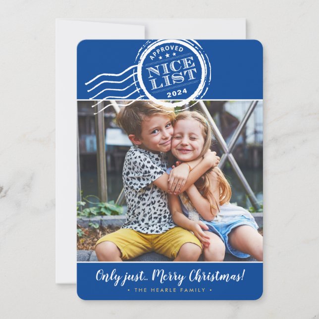 Tarjeta Festiva navidades de 2023 FOTO graciosa simpática estampil (Anverso)