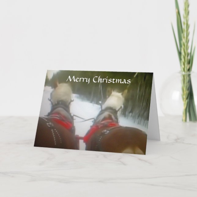 Tarjeta Festiva navidades DE 2 HORSE ABIERTO (Anverso)