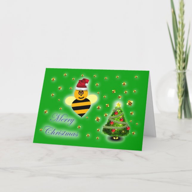 Tarjeta Festiva Navidades de abejas con miel de abeja italiana con (Anverso)