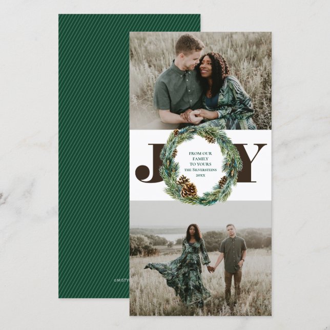 Tarjeta Festiva Navidades de Acorn Wreath (Anverso / Reverso)