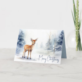 Tarjeta Festiva Navidades De Acuarela Amanecen En Nieve