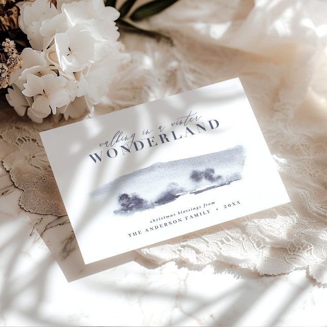 Tarjeta Festiva Navidades de acuarela azul mínimo (Subido por el creador)