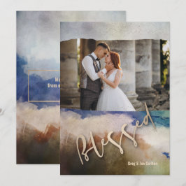 Tarjeta Festiva Navidades de acuarela bendecida con oro