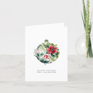 Tarjeta Festiva Navidades de acuarela Bobble de Poinsettia   Foto
