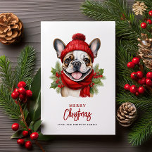 Navidades de acuarela Bulldog francés