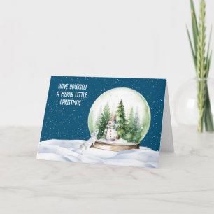 Tarjeta Festiva Navidades de acuarela Bunny y Snowman