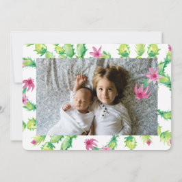 Tarjeta Festiva Navidades de acuarela Cactus Holiday Photo Card