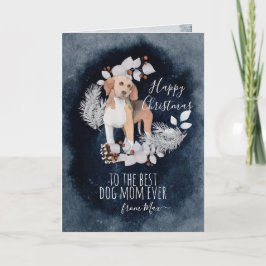 Tarjeta Festiva Navidades de acuarela de beagle Mom personalizados