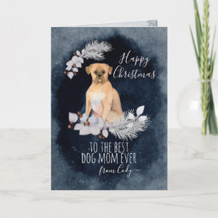 Tarjeta Festiva Navidades de acuarela de Boxer Mom Personalizada