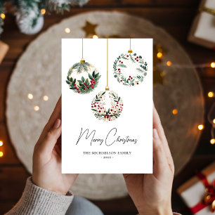 Tarjeta Festiva Navidades de acuarela de color azul ornamental ver