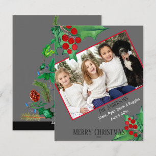 Tarjeta Festiva Navidades de acuarela de fotografía de familia de