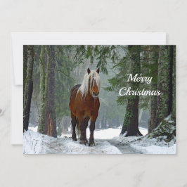 Tarjeta Festiva Navidades de acuarela de nevada de bosque de cabal
