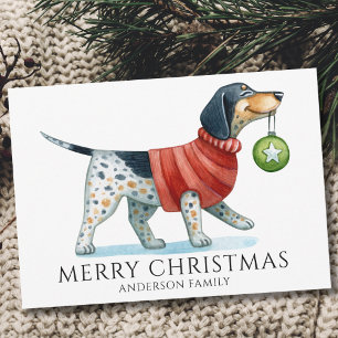 Tarjeta Festiva Navidades de acuarela de perro lindo