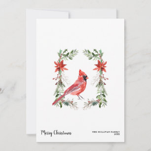 Tarjeta Festiva Navidades de acuarela del Cardenal Cottage Shabby
