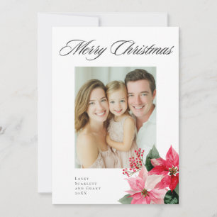 Tarjeta Festiva Navidades de acuarela Diseño de poinsettia