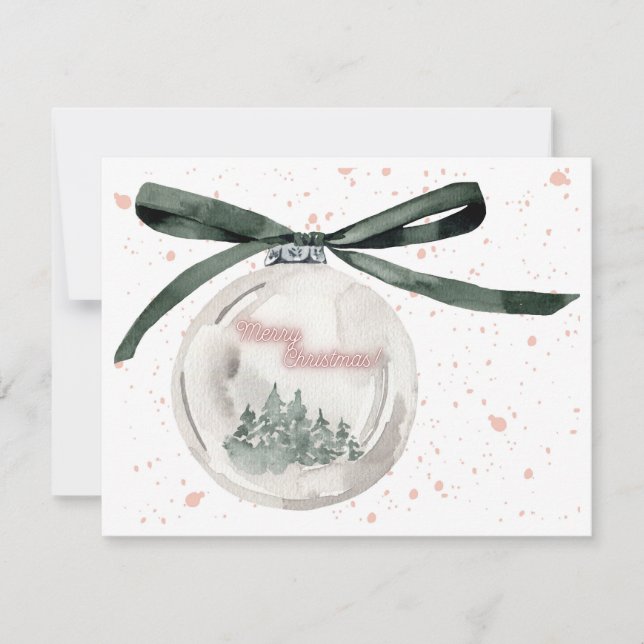 Tarjeta Festiva Navidades de acuarela elegantes burbuja (Anverso)