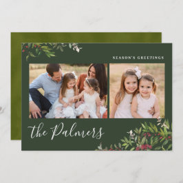 Tarjeta Festiva Navidades de acuarela Familia Foliage Holi