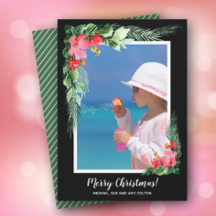 Tarjeta Festiva Navidades de acuarela floral