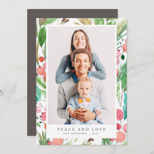 Tarjeta Festiva Navidades de acuarela Foliage Botanicals Moderno