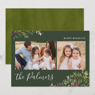 Tarjeta Festiva Navidades de acuarela Foliage Family Signature