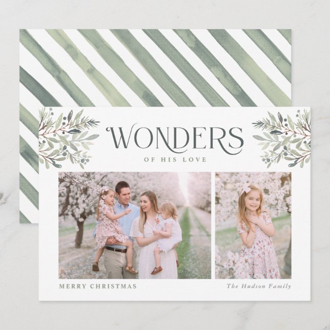 Tarjeta Festiva Navidades de acuarela follan coche de feriado reli (Anverso / Reverso)