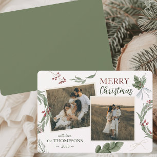 Tarjeta Festiva Navidades de acuarela forestal encantada
