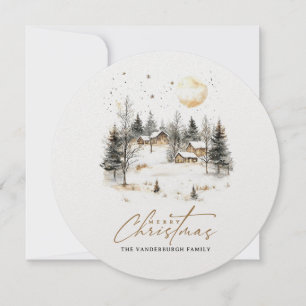 Tarjeta Festiva Navidades de acuarela foto de aldea invernal
