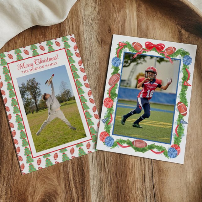 Tarjeta Festiva Navidades de acuarela Foto de Football Garland (Subido por el creador)