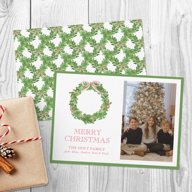 Tarjeta Festiva Navidades de acuarela, foto de guirnalda en franja (Subido por el creador)