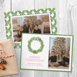 Tarjeta Festiva Navidades de acuarela, foto de guirnalda en franja