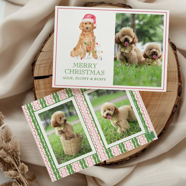 Tarjeta Festiva Navidades de acuarela Foto de Santa Dog (Subido por el creador)