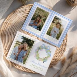 Tarjeta Festiva Navidades de acuarela Fotografía de Wreath de desn