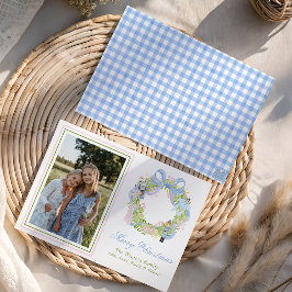 Tarjeta Festiva Navidades de acuarela Fotografía de Wreath de desn