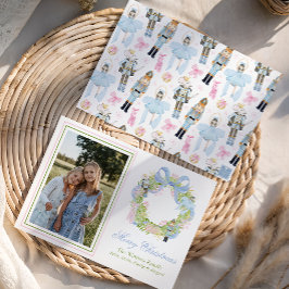 Tarjeta Festiva Navidades de acuarela Fotografía de Wreath de desn