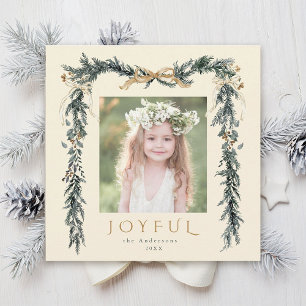 Tarjeta Festiva Navidades de acuarela Frontera Foto Plaza Marfil