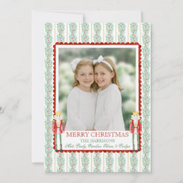 Tarjeta Festiva Navidades de acuarela Garland Nutcracker One Photo